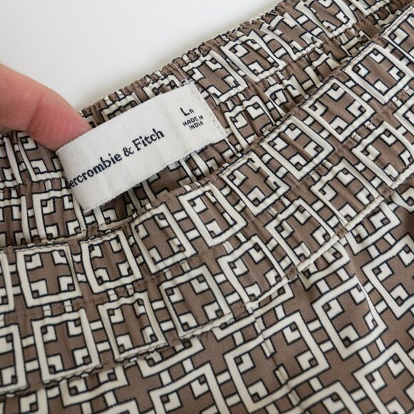 ✨ Abercrombie Fitch Satin Wide Leg Trousers Pull On Pant Brown Beige - Picture 8 of 15